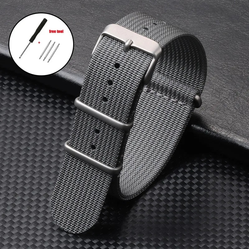 Military Nylon Smartwatch Band 18mm 20mm 22mm Universal Men Women Canvas Strap Fabric Army Replacement Wristbelt Sport Bracelets