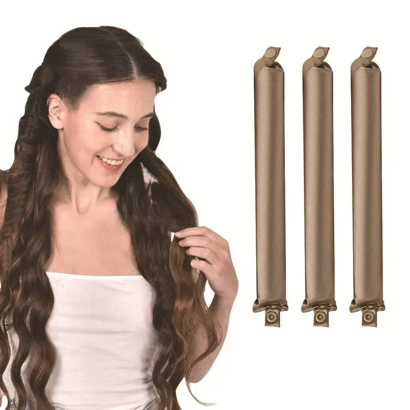 Heatless Curling Rod Headband – Satin Flexi Rods for Overnight Curls