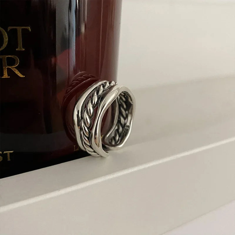 925 Sterling Silver Weave Stackable Rings For Women Wedding  Luxury Jewelry Accessories Wholesale Jewellery Argent 925