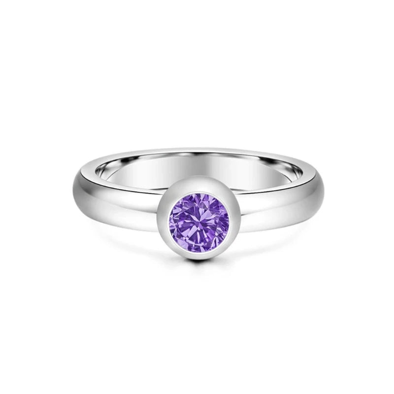 Simple Birthstone Rings with 12 Color Zircon Replaceable Fashion Stackable Promise Ring Jewelry Gift for Women Girl