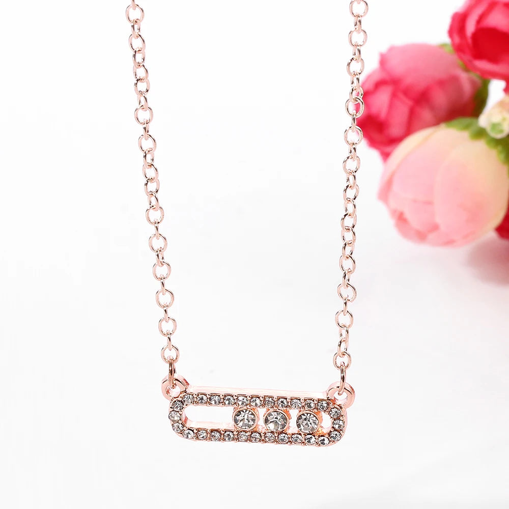 Minimalist Geometry Rhinestone Pendant Fashion Creative Necklace for Women And Girls Commute Jewelry Accessory
