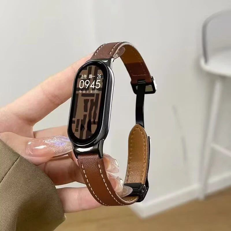 Watch Strap For Xiaomi Smart Band 11 10 9 8 Leather Magnetic Buckle Watchband Loop Belt For Xiaomi MiBand9 8 Mi Band 11 Bracelet