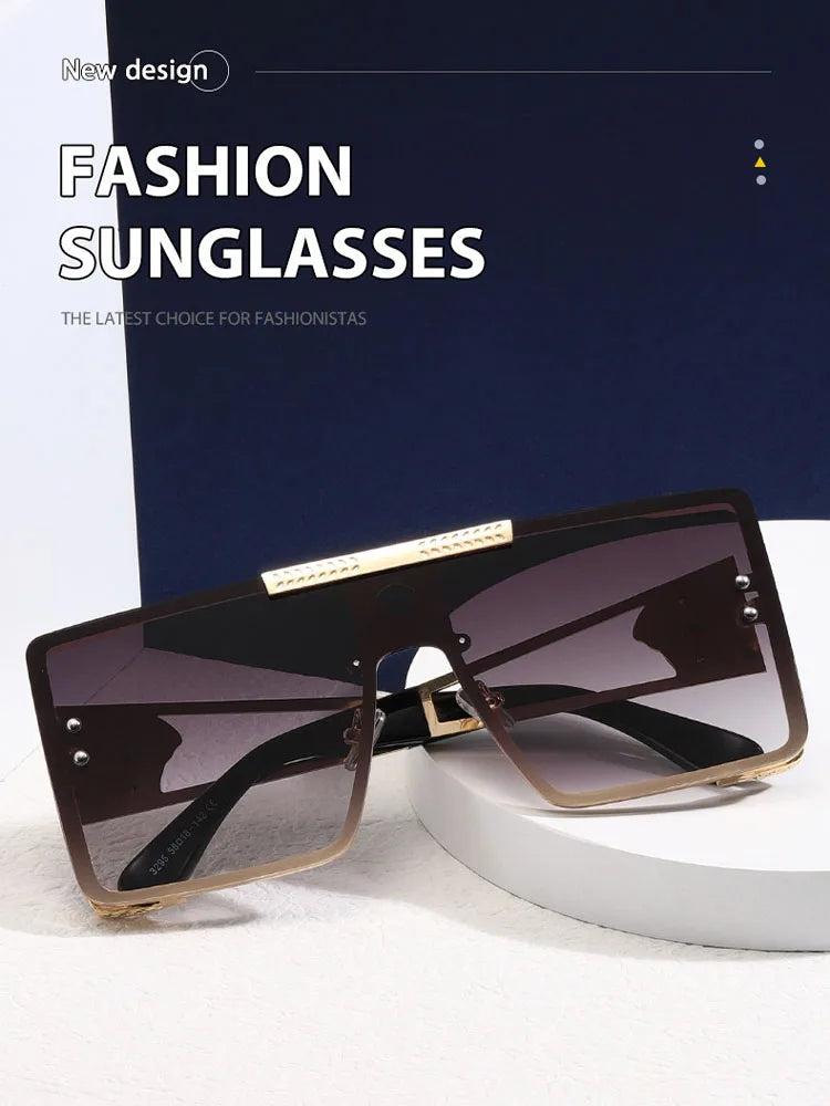 New Stylish Sunglasses with Oversized Frames, Trendy Metal Design, Perfect for Fashion Shows and Cool Street Style