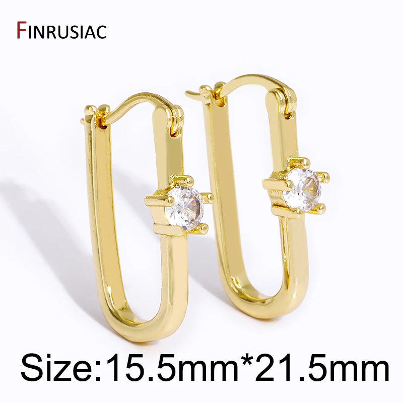 Multi Style Elegant Hoop Earrings For Women Fashion 18K Gold Plated Brass Drop Earrings Wedding Engagement Jewelry Party Gift