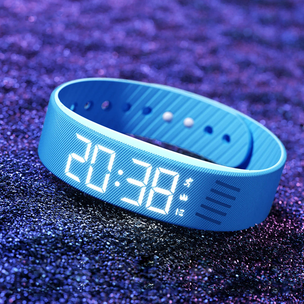  Smart Bracelet Vibrating Alarm Wristband W/Step Counter Pedometer Silent Vibration Alarm Watch Unique for Deepsleepers Elderly