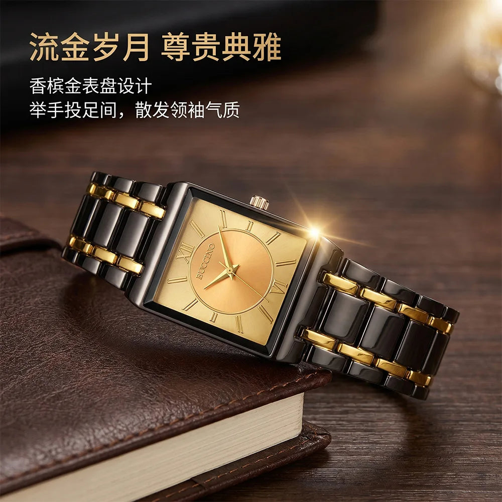 Men's Quartz Wristwatch Steel Band Male Classic Popular Watches Rectangular Minimalist Fashion Casual Business Watch For Daily