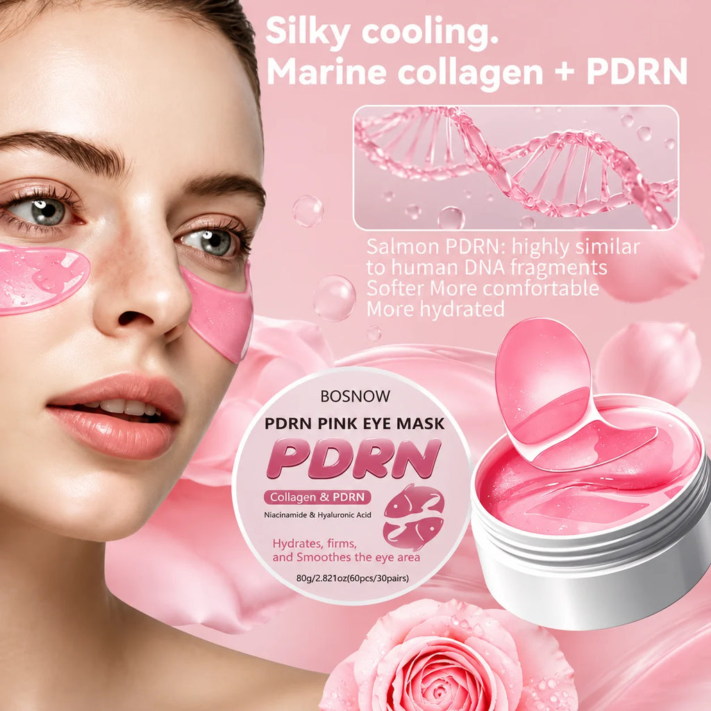 60 Pieces of Pn Pink Eye Patches/Eye Pads, Under-Eye Patches - Deeply Moisturizing, for a Refined Appearance, with a Powerful Hydrating and Cooling Experience, Gel Eye Patches Improve the Skin Around the Eyes, Suitable for Al