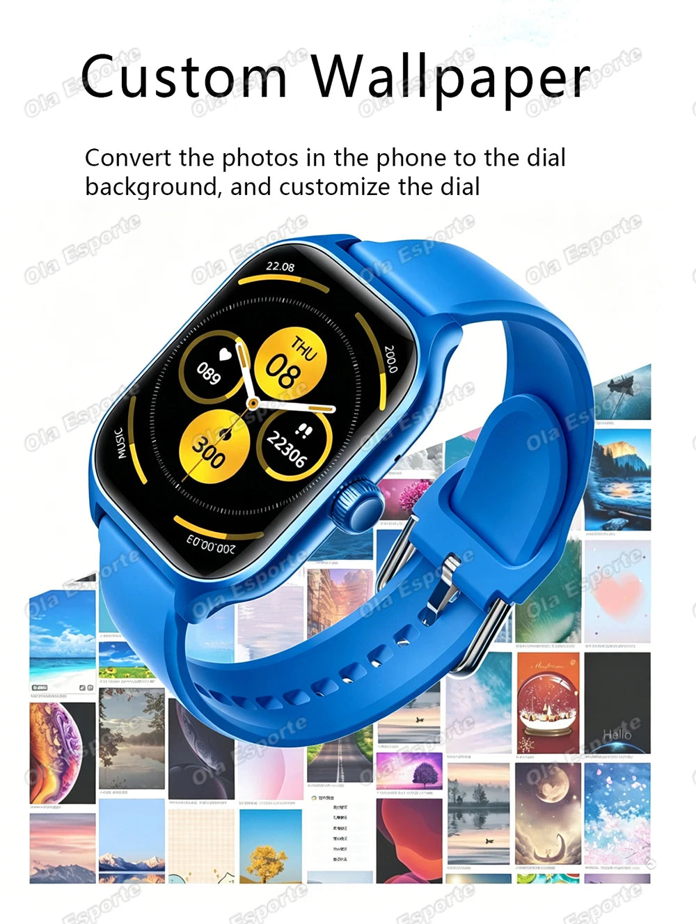 Smart Watch Men 2.01'' AMOLED Screen Waterproof Multiple Sport Mode Fitness HD Bluetooth Call Smartwatch Men Women Bracelet Ht30