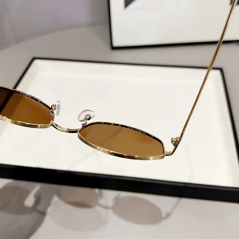 Luxury Brand Sunglasses For Women Men Oval Sun Glasses Brand Designer Retro Shades Metal Frame Eyewear TOP UV400