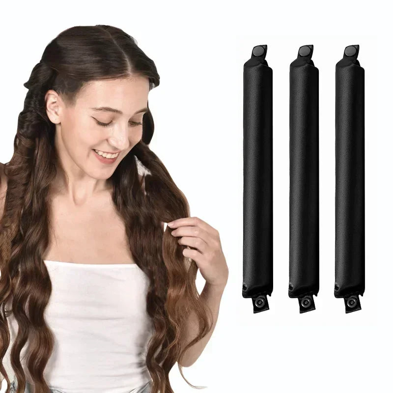 Heatless Curling Rod Headband – Satin Flexi Rods for Overnight Curls