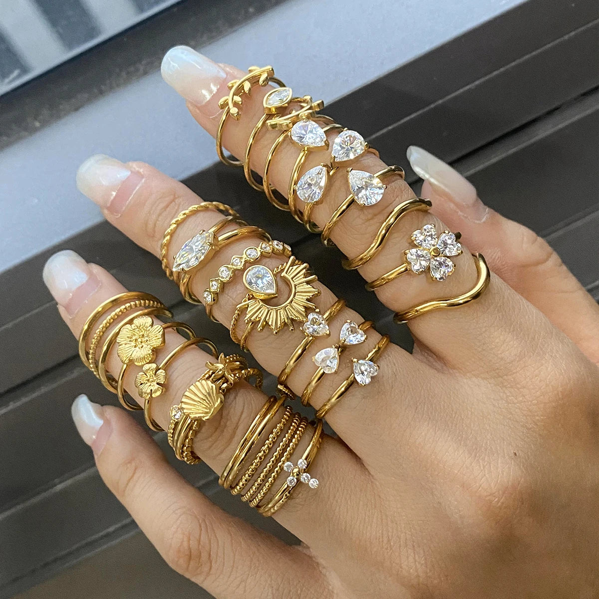 Yori Personalized Stackable Ring Set  Prevent Allergy Stainless Steel Gold Color Daily Wear Fashion Jewelry 2025 NEW