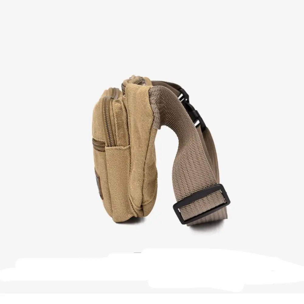 Men's Canvas Crossbody Bags Multifunctional Multi-Pockets Storage Bag Chest Shoulder Bag Large Capacity Waist Bag Chest Pack