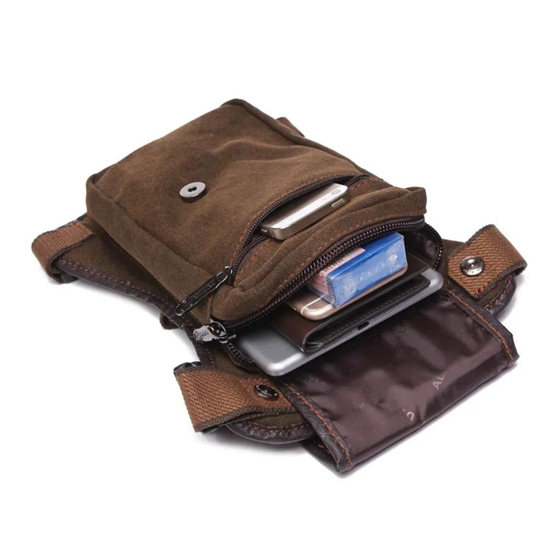 Men's Univesial Thigh Crossbody Bags Retro Fashion Outdoor Sports Belt Leg Bag Motorcycle Waterproof Canvas Waist Pack