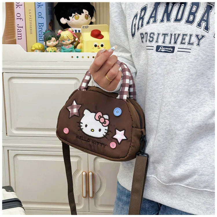 Cute Kitty Crossbody Bag Checkered Commuter Handbag, Creative Cartoon Shoulder Bag, Gift for Girlfriend