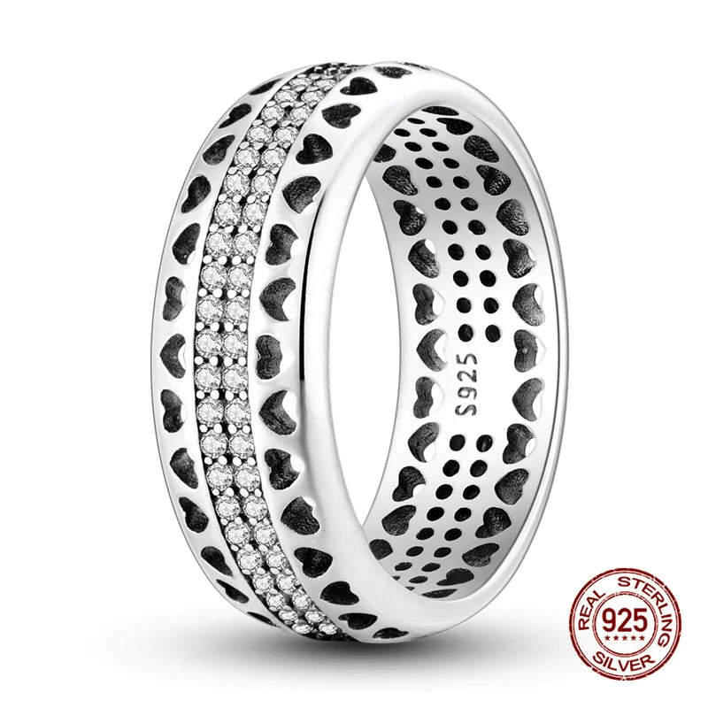 Original 925 Sterling Silver Rings Stackable Infinite Silver Zircon Ring For Women Wedding Anniversary Birthday Jewelry Gift Hot