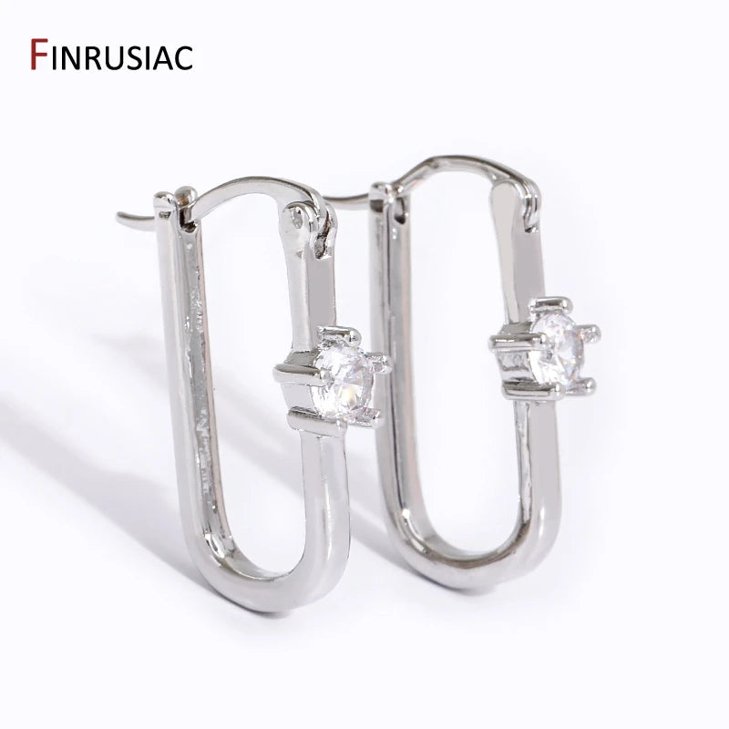 Multi Style Elegant Hoop Earrings For Women Fashion 18K Gold Plated Brass Drop Earrings Wedding Engagement Jewelry Party Gift