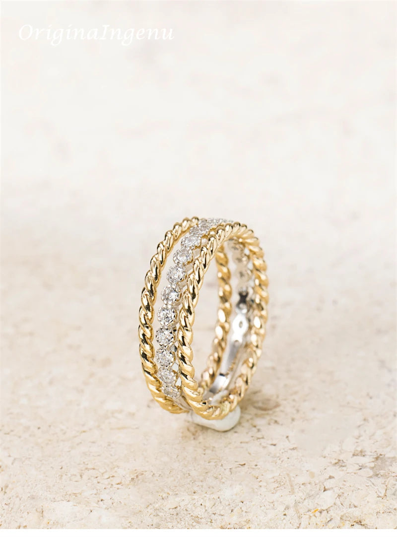 Set of 3 Gold Filled Stacking Ring Handmade Zircon Tarnish Resistant Jewelry Dainty Jewelry Boho Minimalism Ring for Women