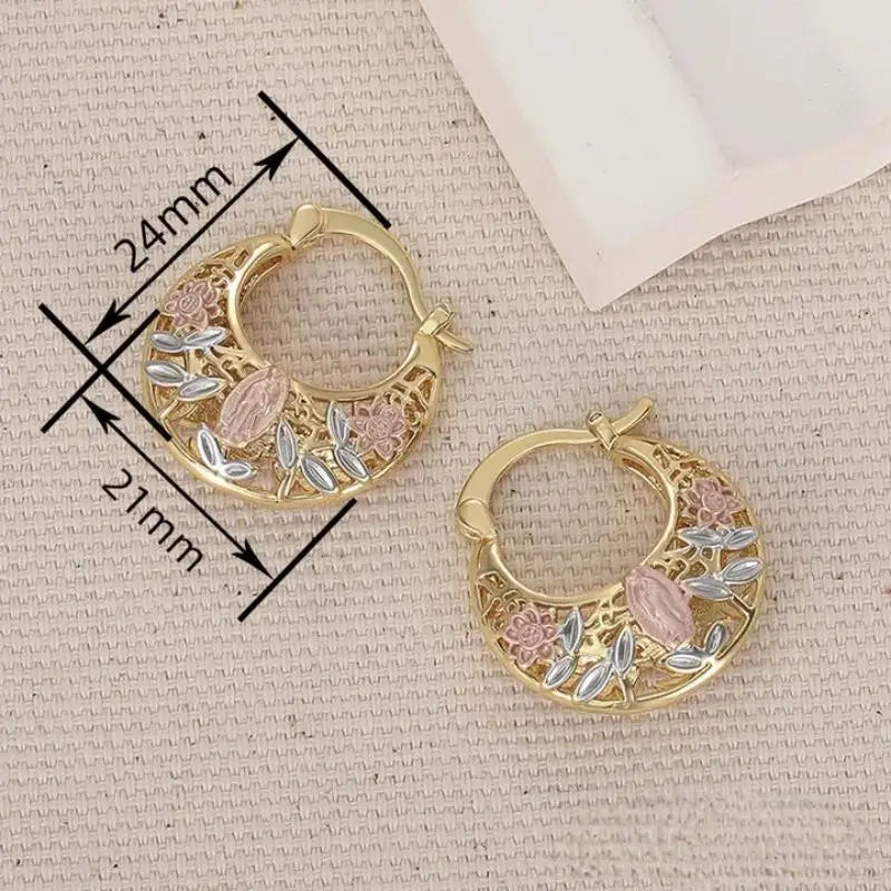 Elegant Carved Hollow Hoop Earrings Exquisite Accessories For Women Jewelry For Holiday Weddings Jewelry Gift Accessories