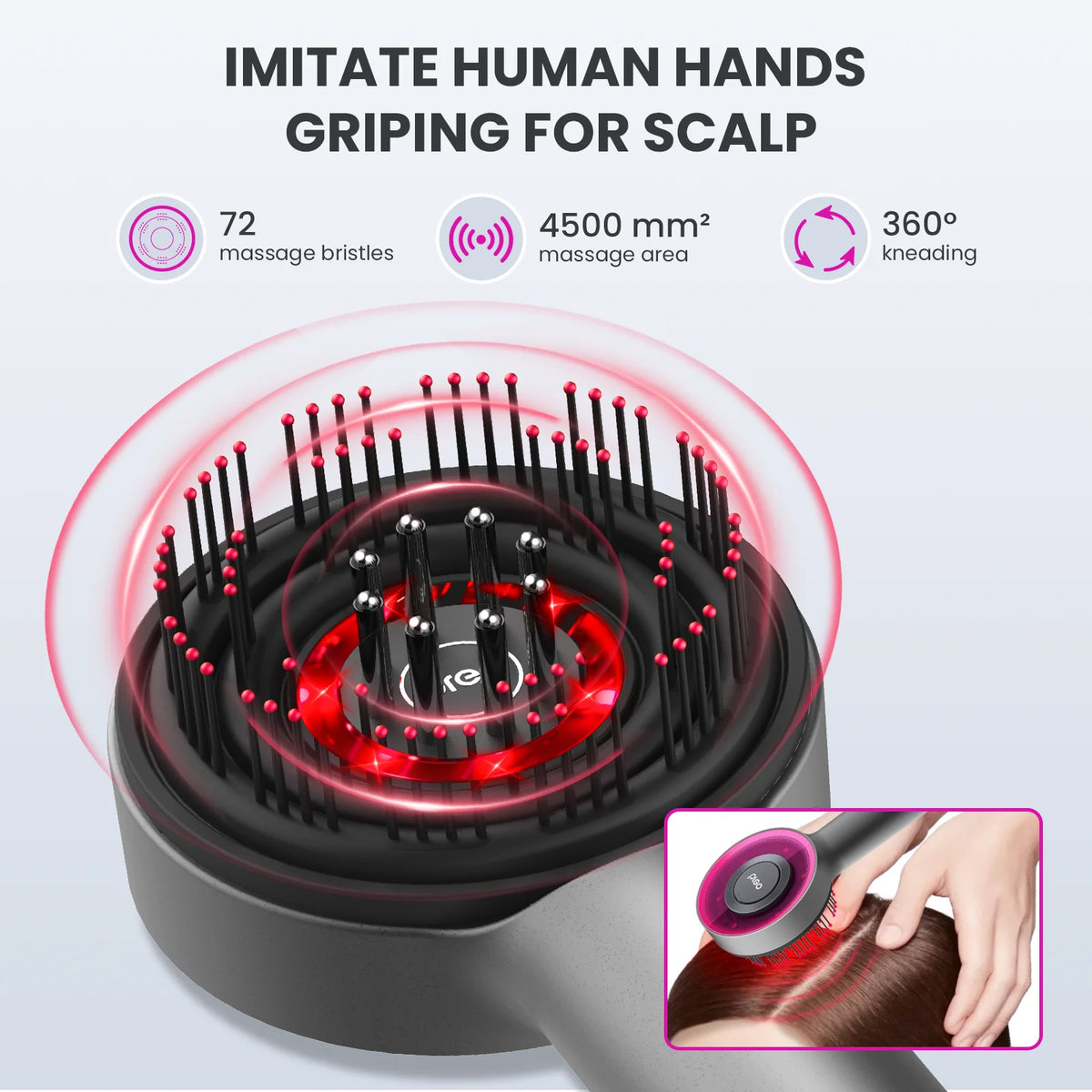 Breo Scalp3 Scalp Massaging Brush Hair Massager Comb with IPX7 Waterproof, Cordless Electric Massager Type-C