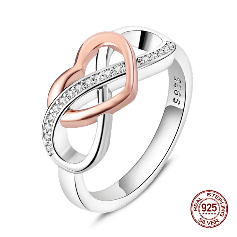 Original 925 Sterling Silver Rings Stackable Infinite Silver Zircon Ring For Women Wedding Anniversary Birthday Jewelry Gift Hot