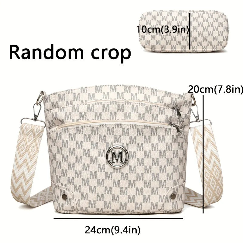 Elegant Women's Crossbody Bag with "M" Badge, Multi-Pocket, Adjustable Shoulder Strap, Women Shoulder Bag, Perfect as a Gift