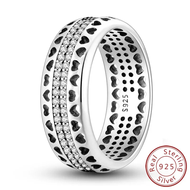 New Original 925 Sterling Silver Rings Stackable Infinite Silver Zircon Ring For Women Wedding Anniversary Birthday Jewelry Gift