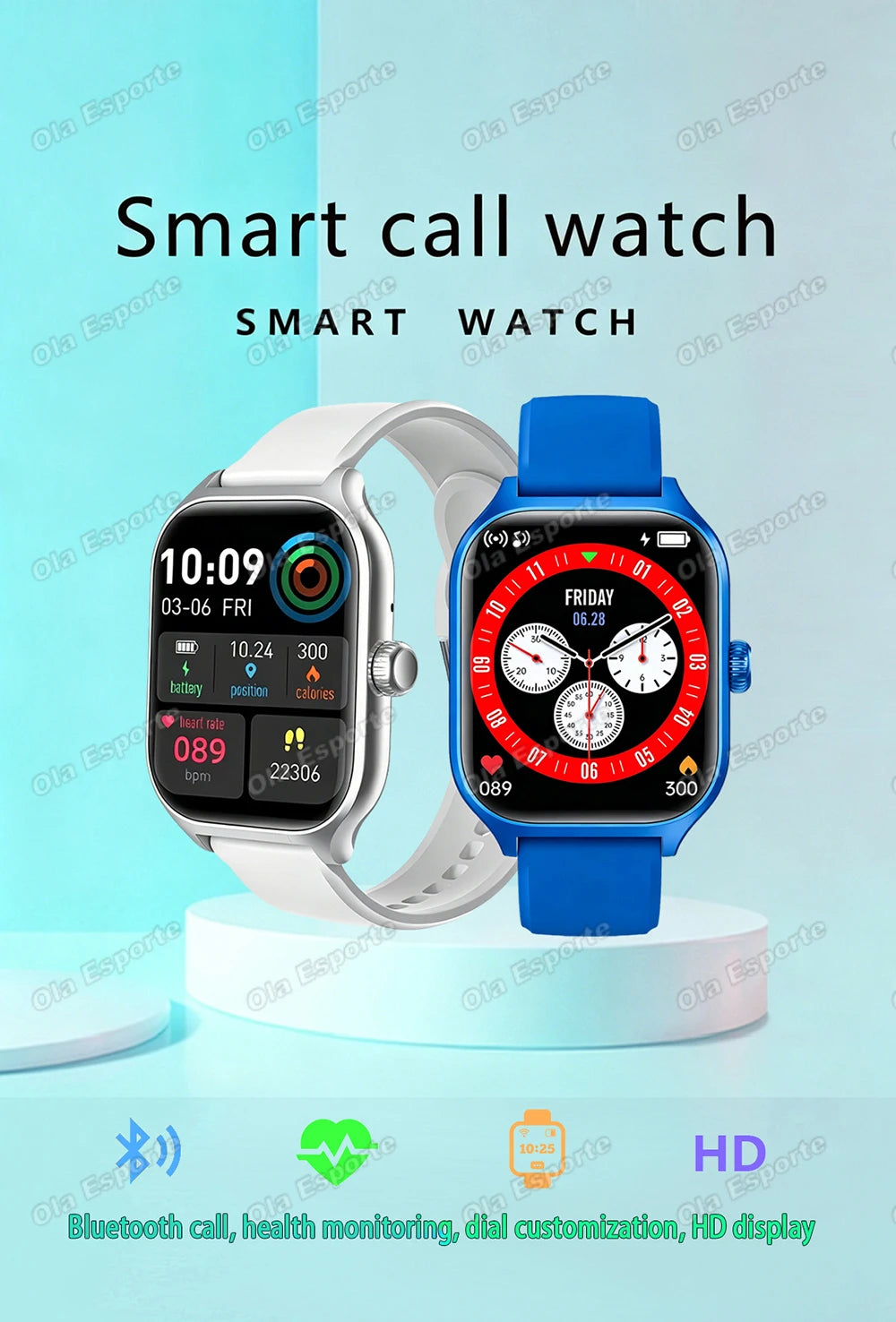 Smart Watch Men 2.01'' AMOLED Screen Waterproof Multiple Sport Mode Fitness HD Bluetooth Call Smartwatch Men Women Bracelet Ht30