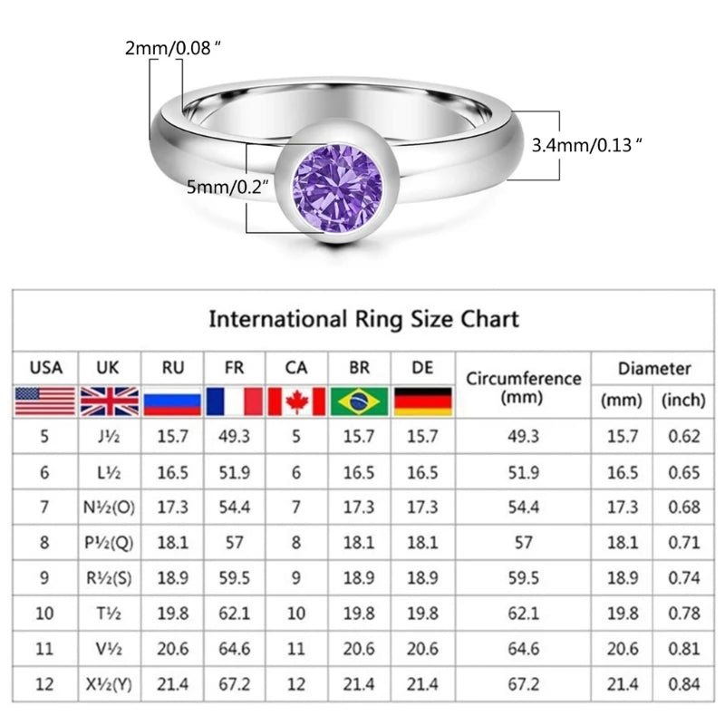 Simple Birthstone Rings with 12 Color Zircon Replaceable Fashion Stackable Promise Ring Jewelry Gift for Women Girl