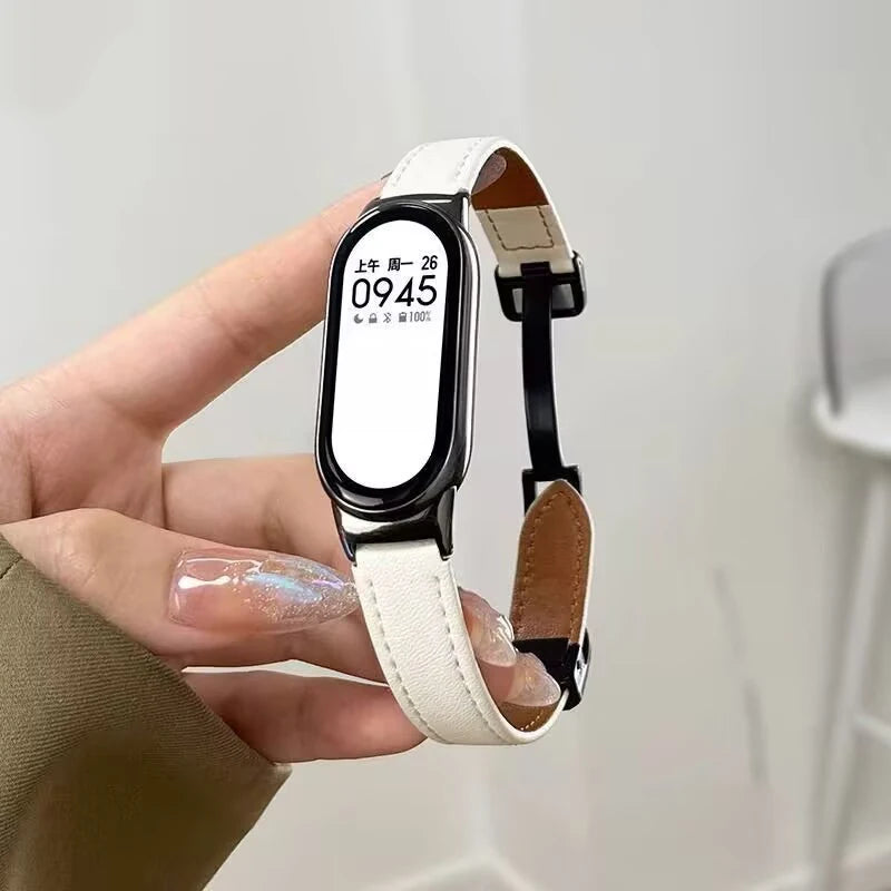 Watch Strap For Xiaomi Smart Band 11 10 9 8 Leather Magnetic Buckle Watchband Loop Belt For Xiaomi MiBand9 8 Mi Band 11 Bracelet