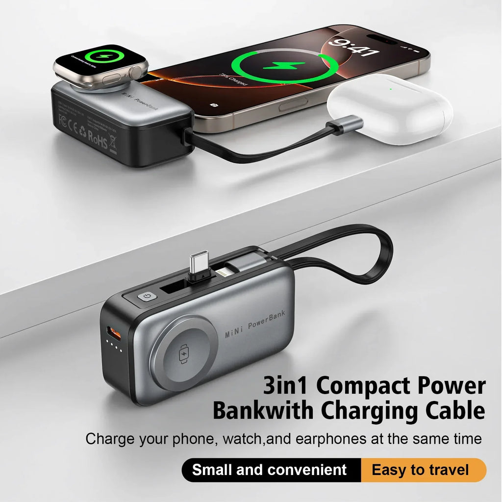Mini Magnetic Power Bank 5000mAh with Bracket Digital Display Portable External Battery for Iphone Xiaomi Watch Earphone Phone