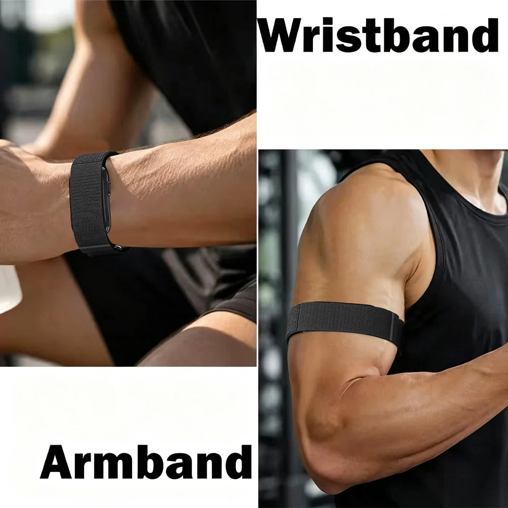 For Garmin CIRQA Smart Band Bicep Armband Sport Fitness Tracker Nylon Woven Breathable Watch Band Adjustable Wrist Loop Strap