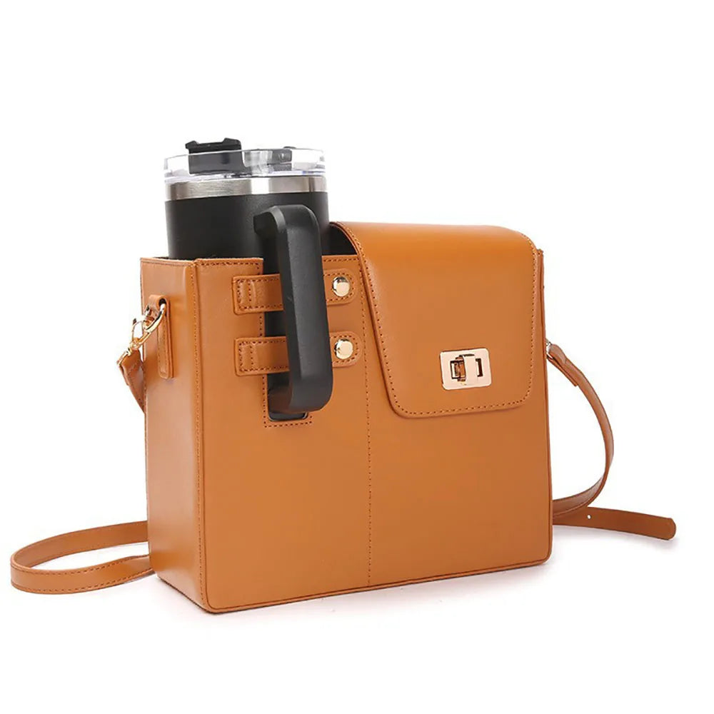Crossbody Shoulder Bag with Water Bottle Holder Vacation Multifunctional Protection Pouch Outdoor Portable Water Cup Storage Bag
