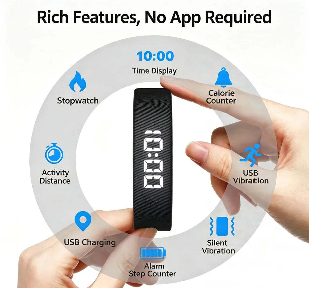 New Smart Watches Pedometer Fitness Bracelet for Men and Women Step-Counting Multi-Movement Mode Fashion Electronic Wristband Si