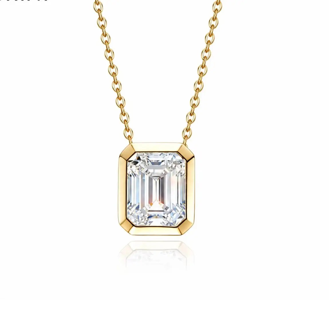 A Minimalist, Stylish, and Elegant 925 Silver Necklace for Women, Featuring A 1-Carat Rectangular Bezel-Set Moissanite.